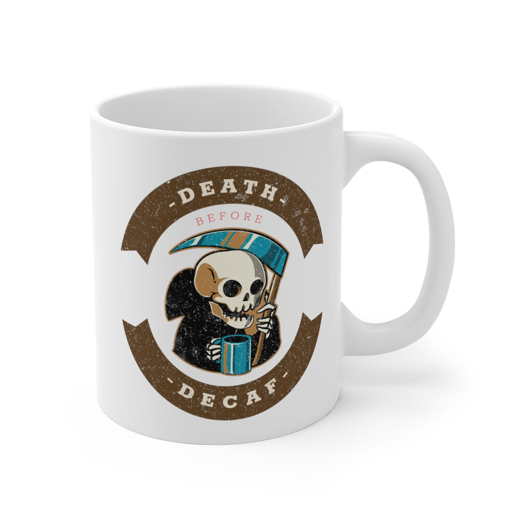 Death Before Decaf - Snow globe glass mug Halloween Goth — MickeeMariee